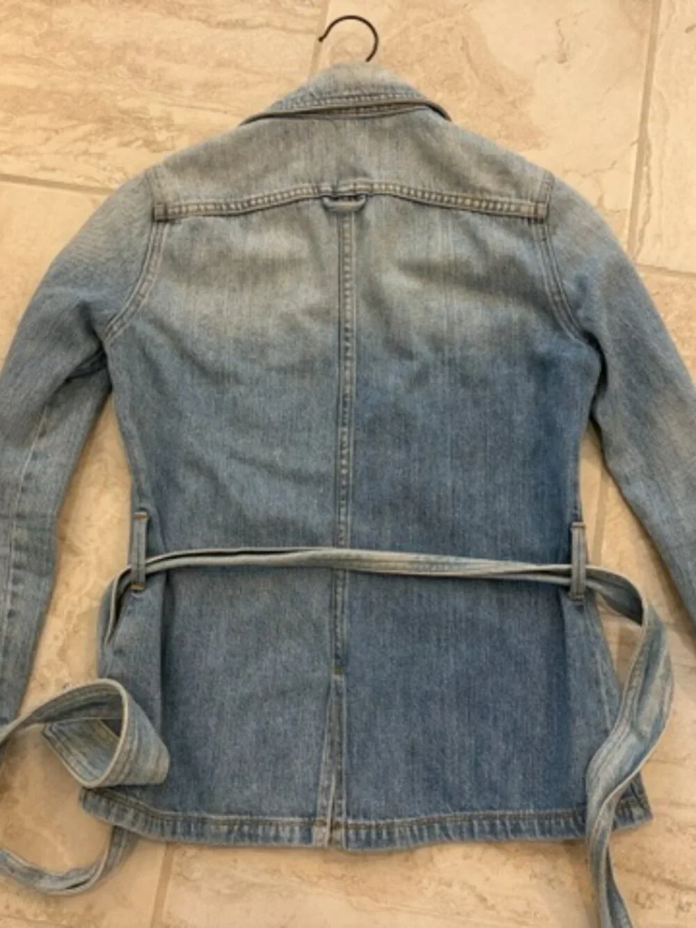 Frame Rangley Denim Beltled Jacket Light Wash Size XS 100% Cotton USA Utility